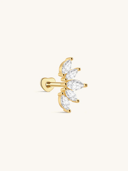 S925 Crown Zircon Heart Elegant Piercing Stud Earring