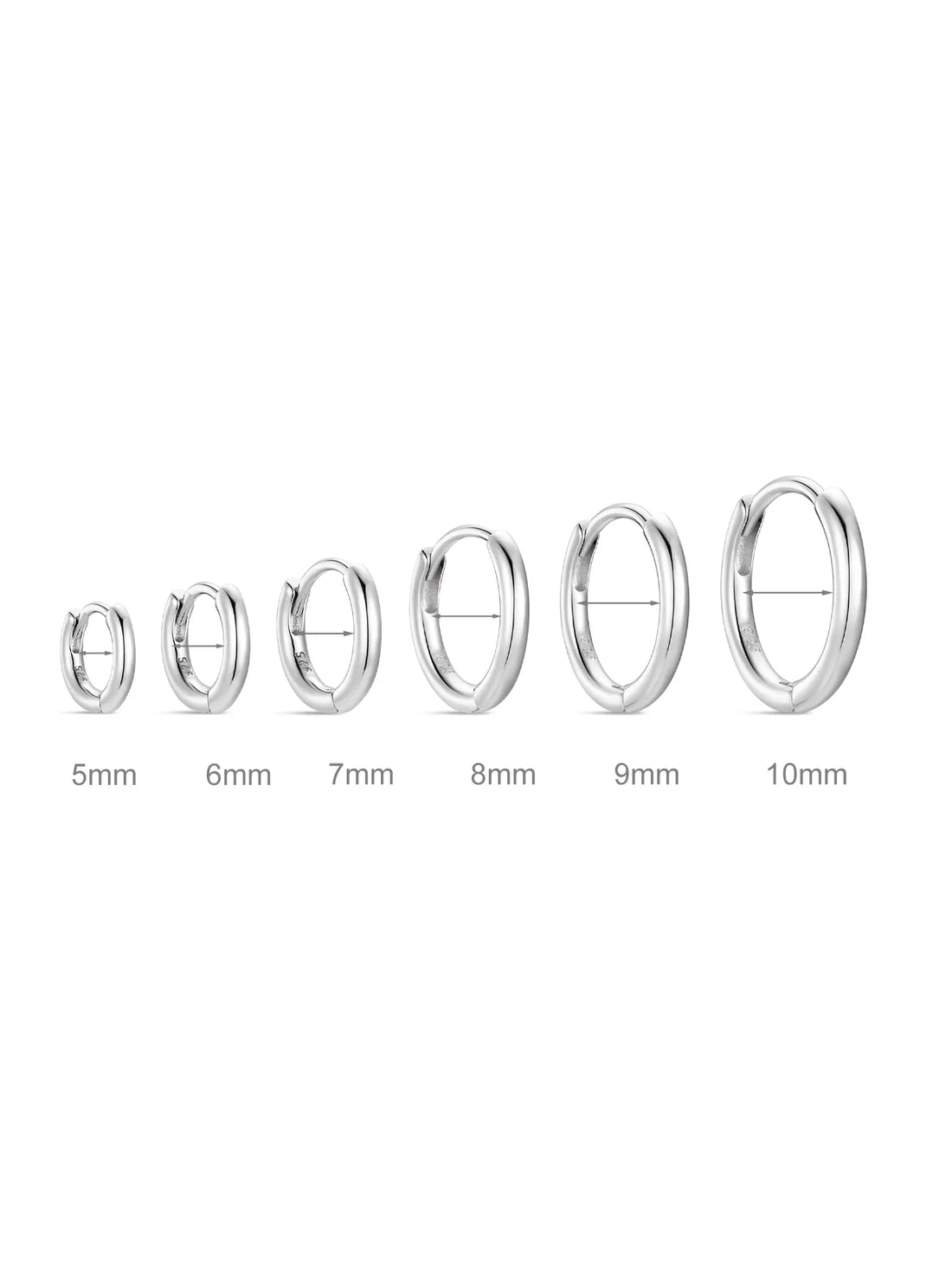 925 Sterling Silver Multi Size Hoop Huggie Earrings