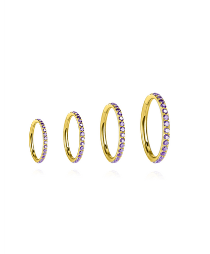 Titanium Waterproof Multiple Sizes Purple Zircon Cartilage Hoop
