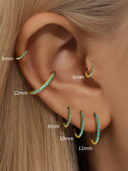 Titanium Waterproof Multiple Sizes Turquoise Cartilage Hoop