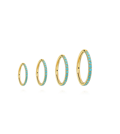 Titanium Waterproof Multiple Sizes Turquoise Cartilage Hoop