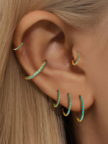 Titanium Waterproof Multiple Sizes Turquoise Cartilage Hoop