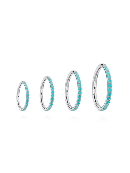 Titanium Waterproof Multiple Sizes Turquoise Cartilage Hoop