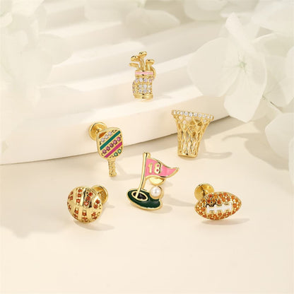 Trendy S925 Silver Sports Flat Back Piercing Earring