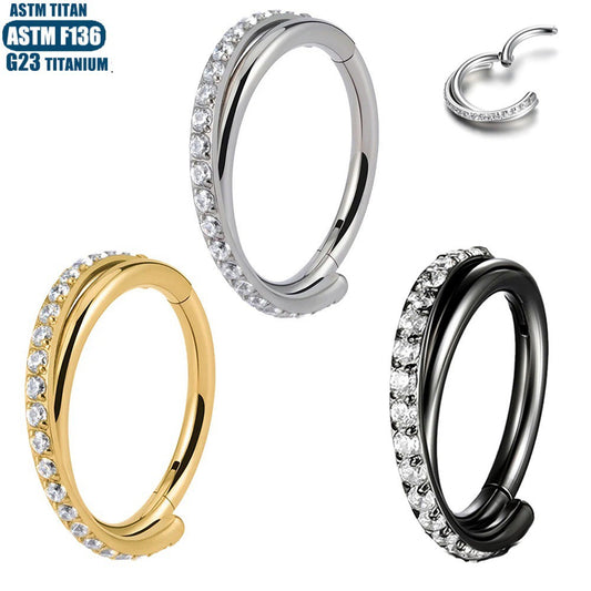 G23 Titanium Waterproof CZ Crystal Cartilage Hoop – 16G Double Layer