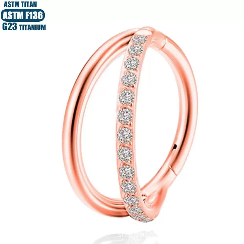 G23 Titanium Waterproof Sparkling Double Layer Clicker Hoop