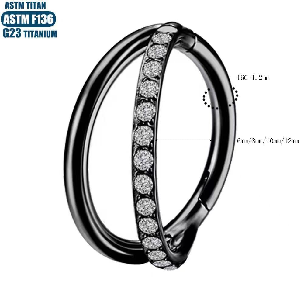 G23 Titanium Waterproof Sparkling Double Layer Clicker Hoop