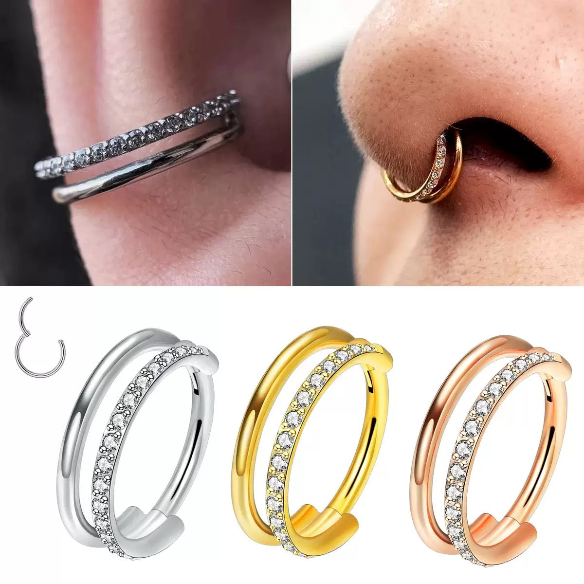 G23 Titanium Waterproof Minimalist Double Hoop Cartilage Hoop
