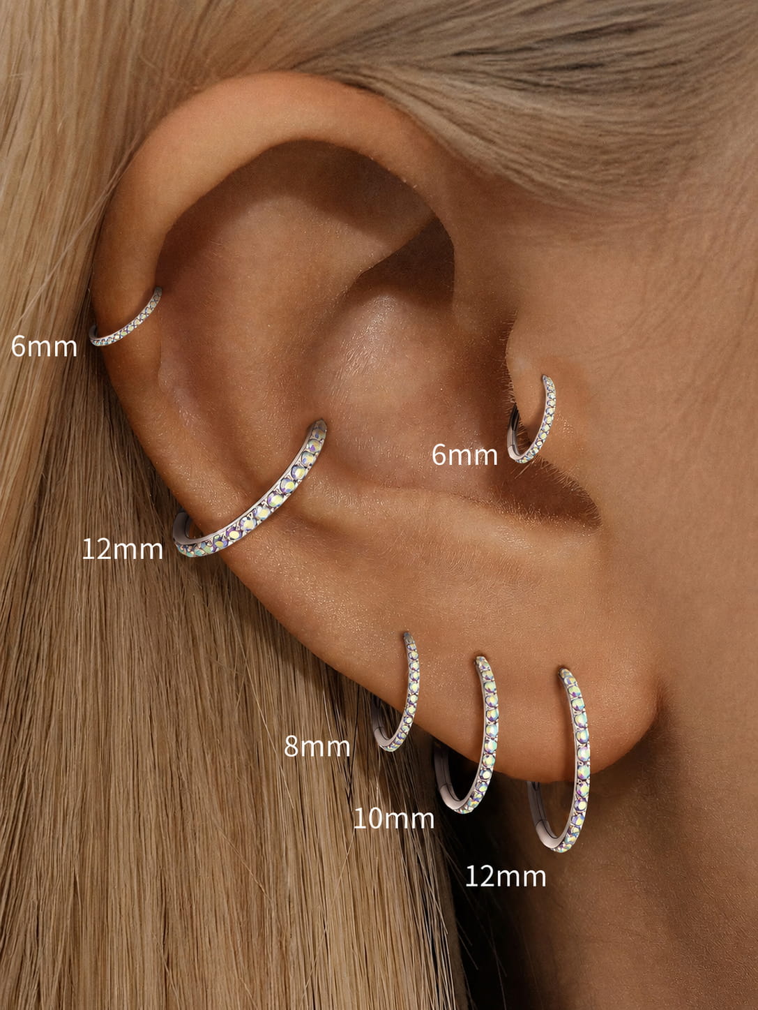 G23 Titanium AB Zirconia Clicker Hoop Ring