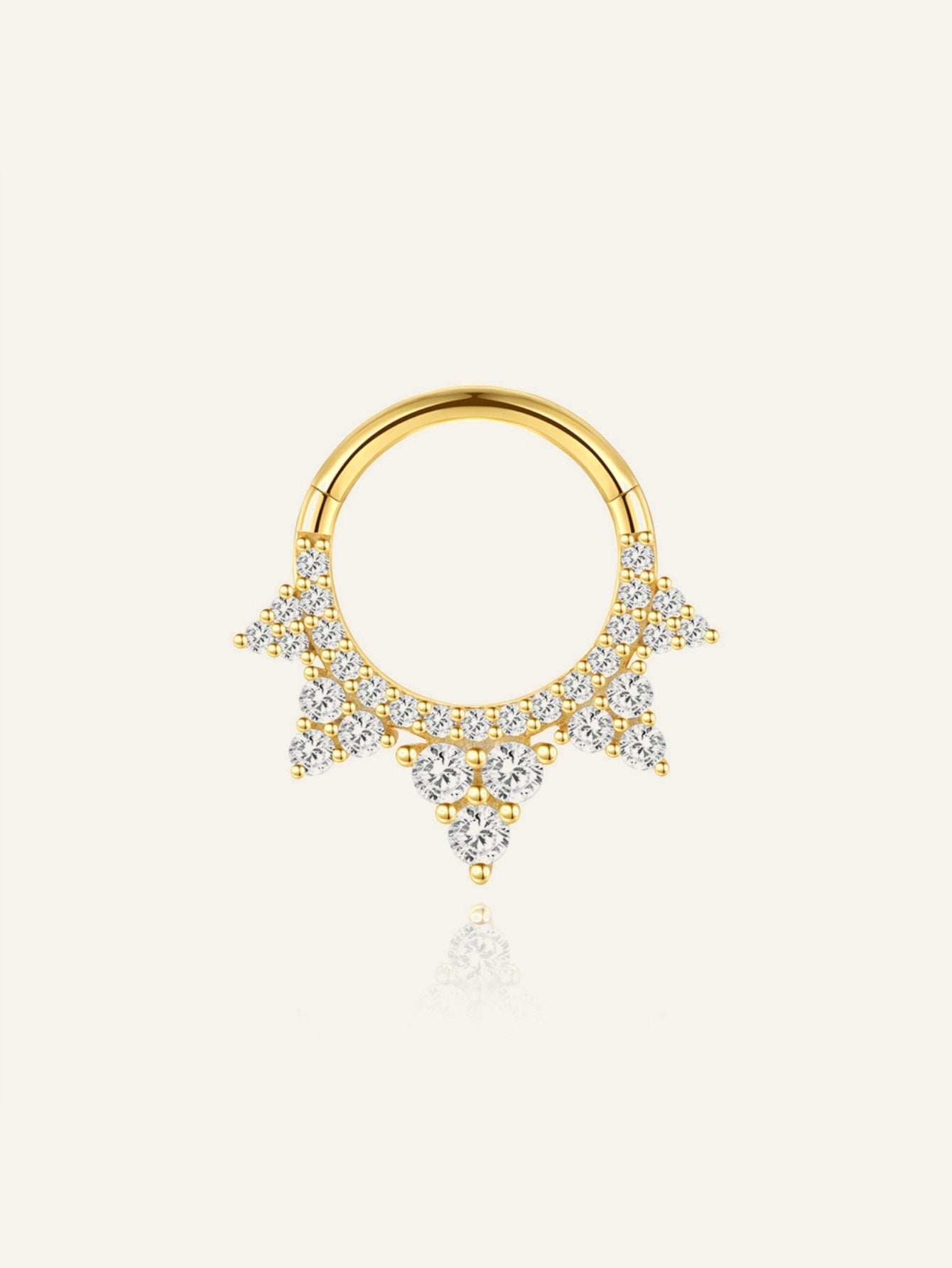 925 Sterling Silver CZ Crown Clicker Ring for Daith & Septum