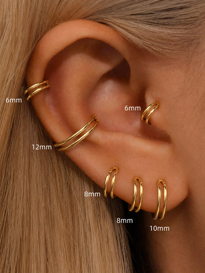 Double hoop clicker ring size reference for helix conch lobe and cartilage piercings