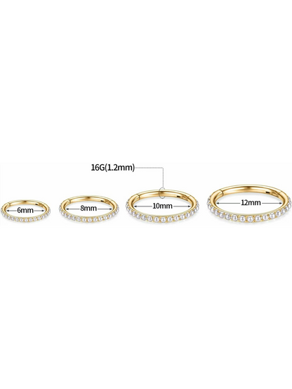Freshwater pearl clicker hoop rings in 6mm 8mm 10mm and 12mm sizes