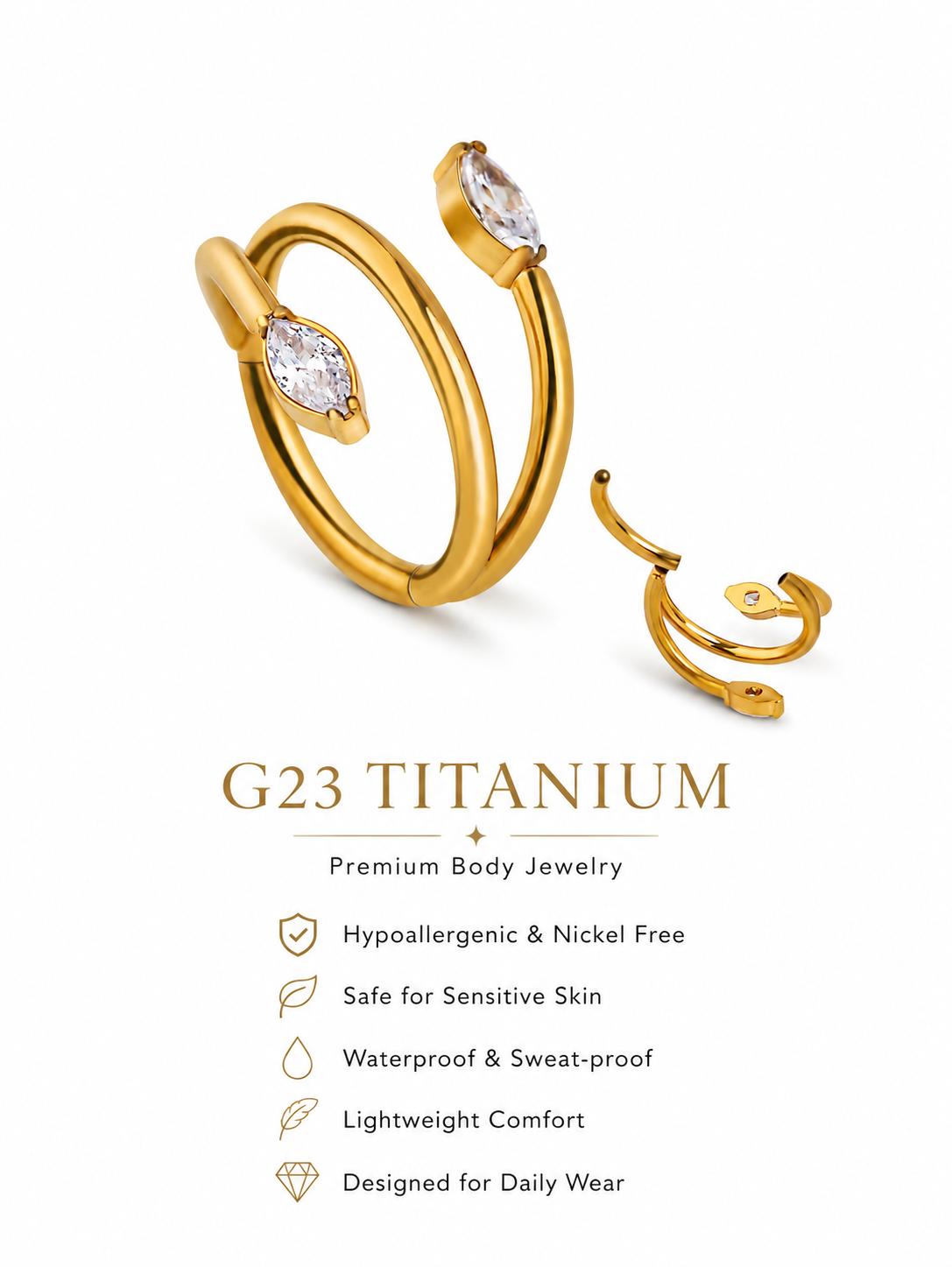G23 titanium double clicker hoop with hypoallergenic jewelry benefits