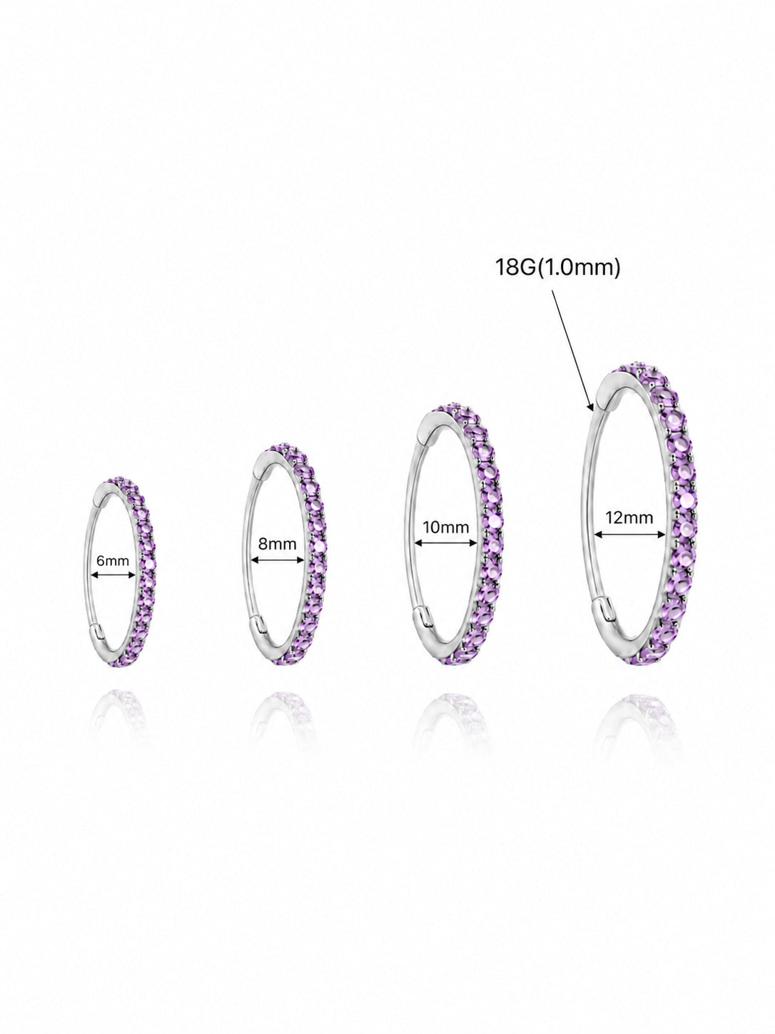G23 Titanium Purple CZ Clicker Hoop Ring – 18G