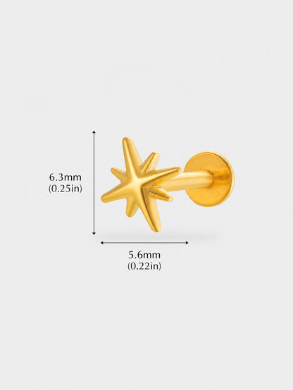 G23 titanium star flat back stud size guide showing 6.3mm by 5.6mm top size