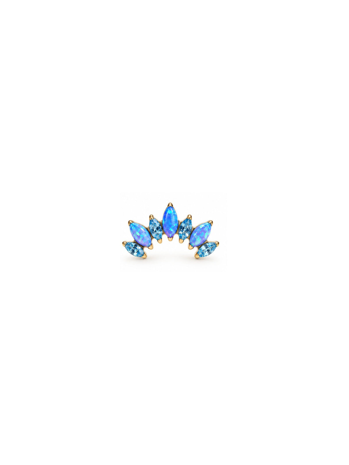 Gold G23 titanium blue opal cluster internally threaded flat back stud