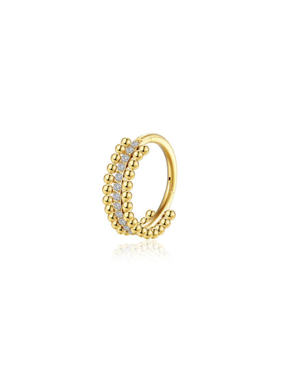 G23 Titanium Triple Row CZ Beaded Clicker Hoop Ring