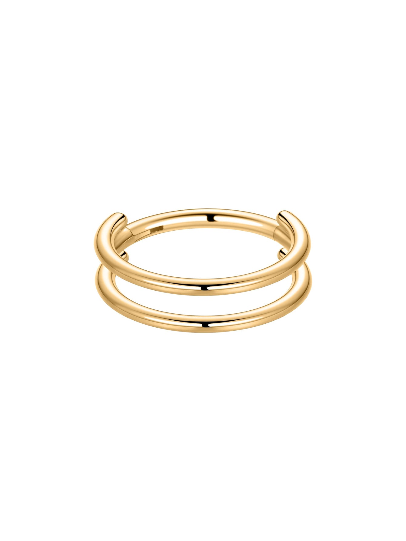 Gold G23 titanium double hoop clicker ring for cartilage piercings