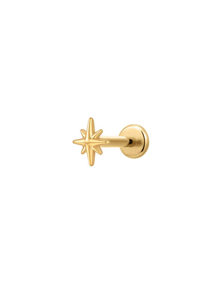 Gold G23 titanium star threadless push in flat back stud