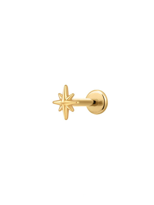 Gold G23 titanium star threadless push in flat back stud