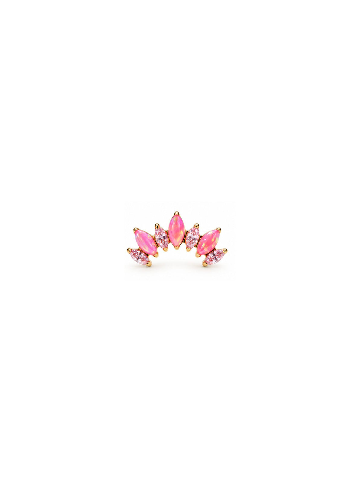 Gold G23 titanium pink opal cluster internally threaded flat back stud