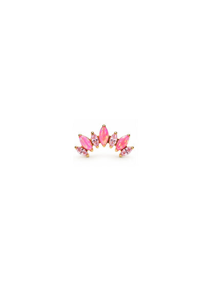 Gold G23 titanium pink opal cluster internally threaded flat back stud