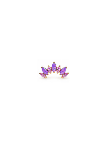 Gold G23 titanium purple opal cluster internally threaded flat back stud