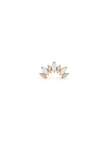 Gold G23 titanium white opal cluster internally threaded flat back stud