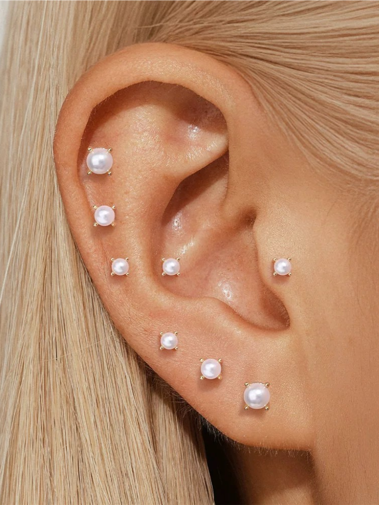 S925 Minimalist Freshwater Pearl Flatback Piercing Stud