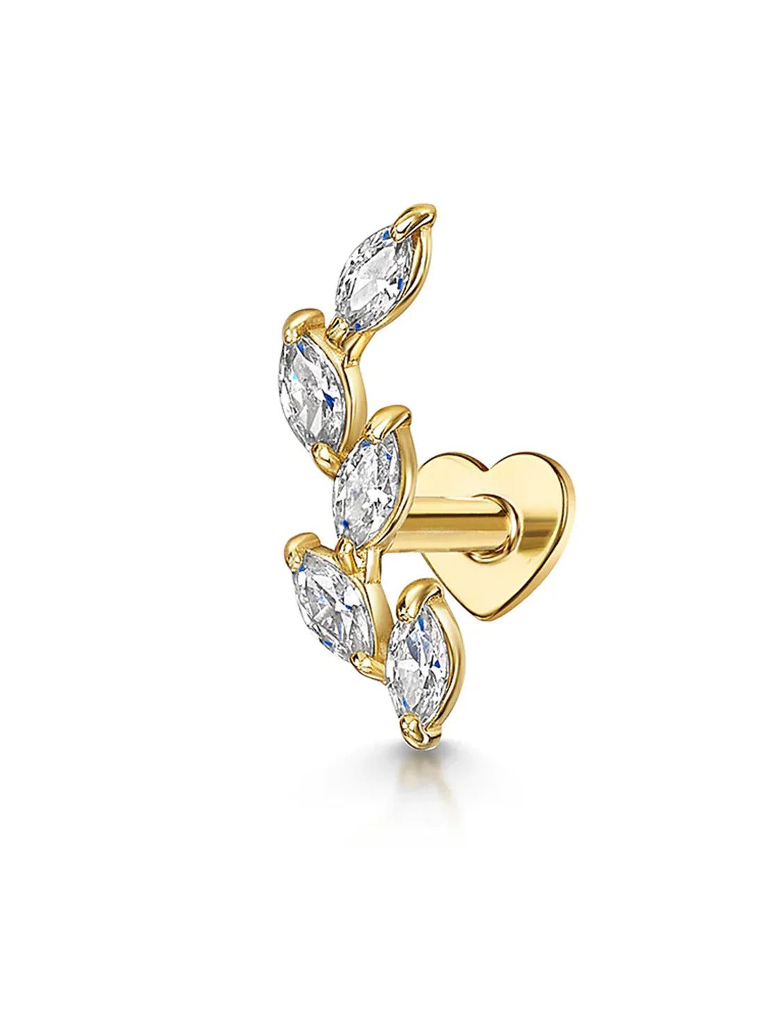 S925 Sterling Silver Opal Marquise Ear Piercing Stud