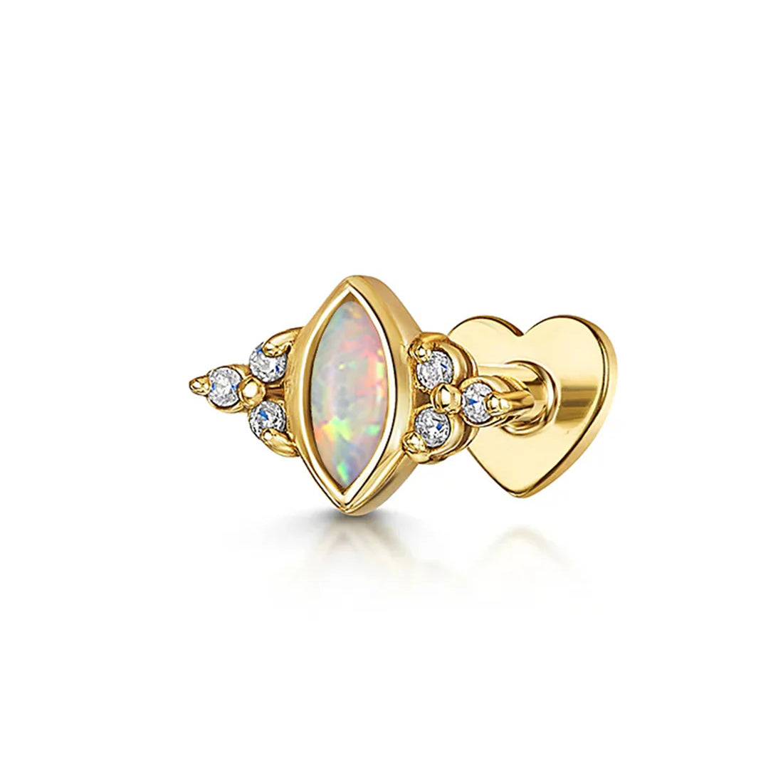 S925 Sterling Silver Opal Marquise Ear Piercing Stud