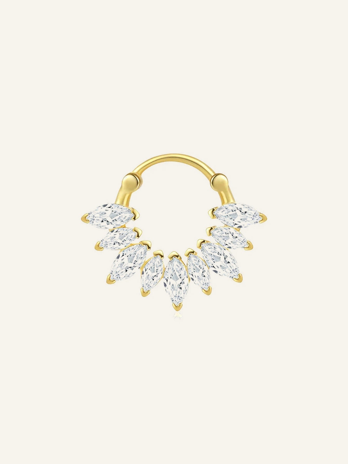 925 Sterling Silver Marquise CZ Clicker Ring for Daith & Septum