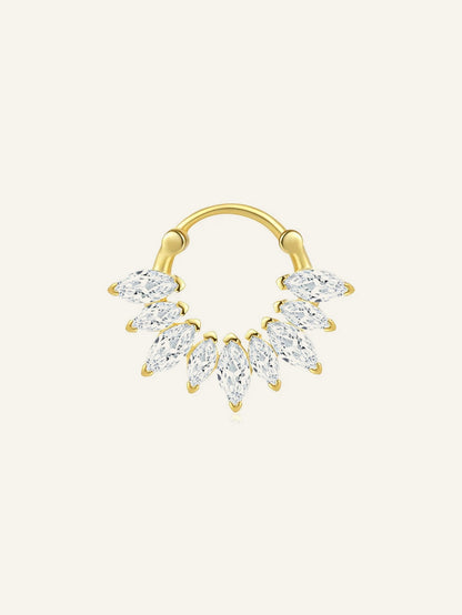 925 Sterling Silver Marquise CZ Clicker Ring for Daith & Septum