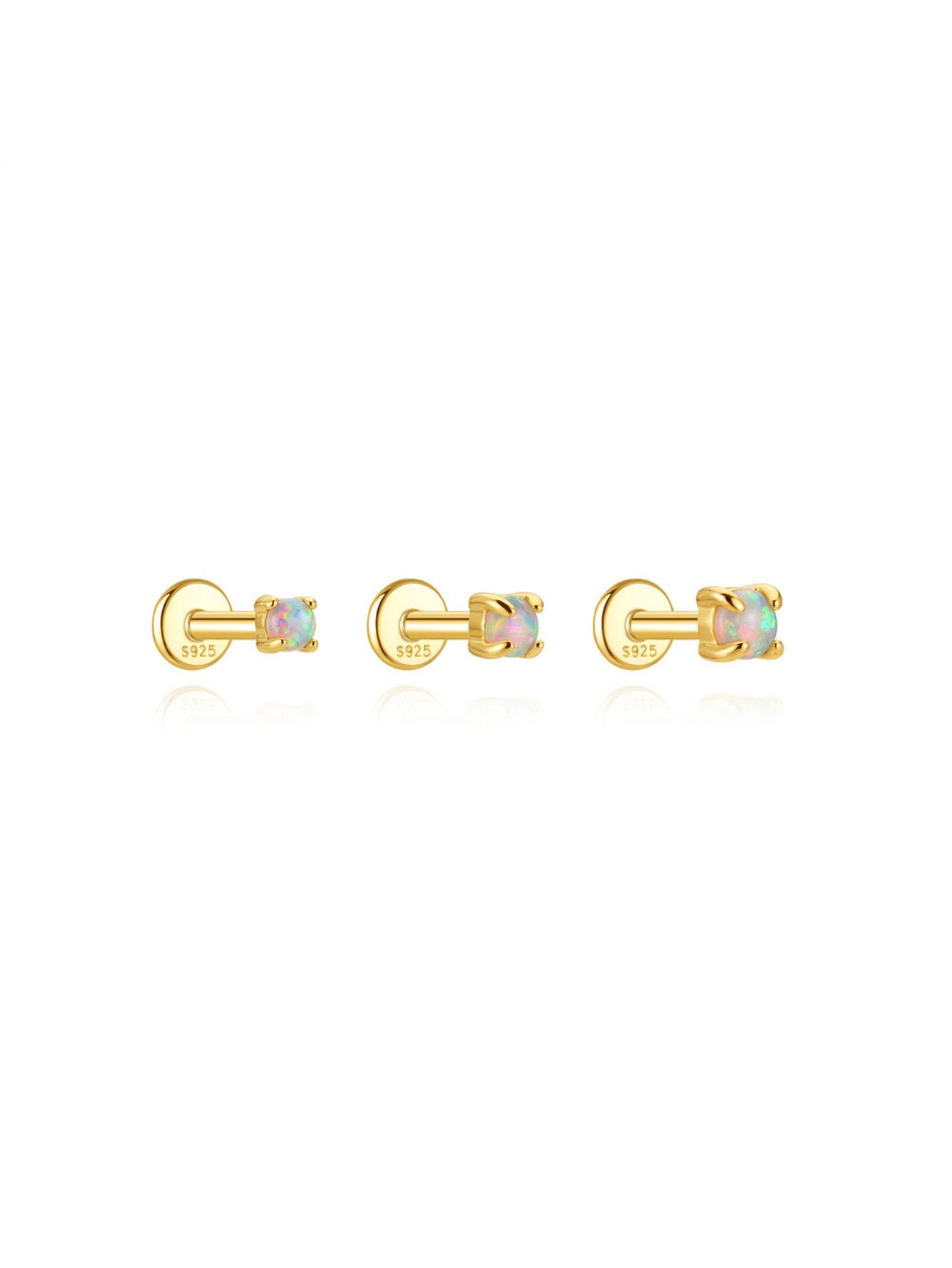 925 sterling silver opal flat back stud earrings in 2mm 2.5mm and 3mm sizes