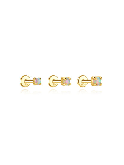 925 sterling silver opal flat back stud earrings in 2mm 2.5mm and 3mm sizes