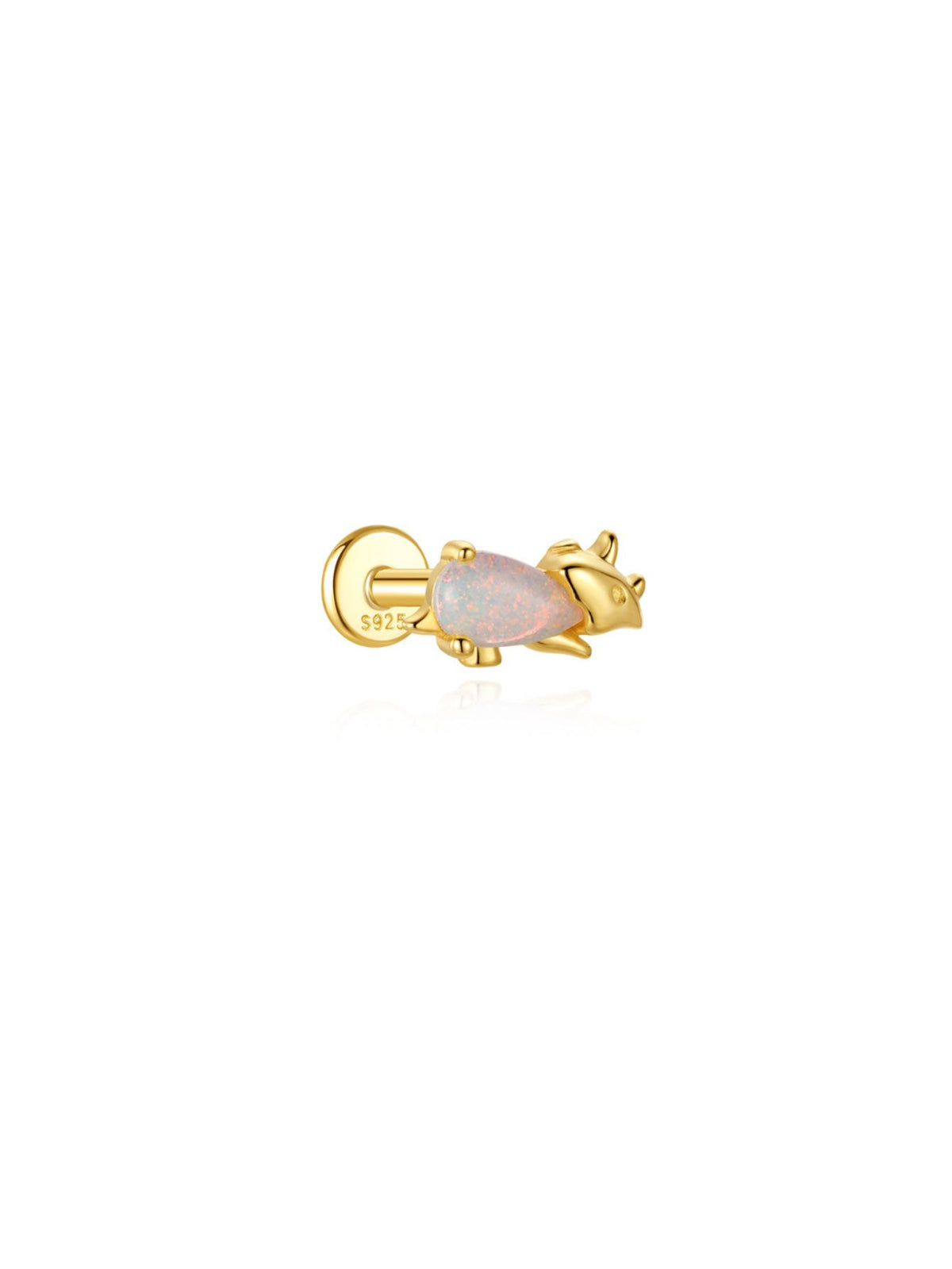 Opal Triceratops 925 sterling silver dinosaur flat back cartilage earring