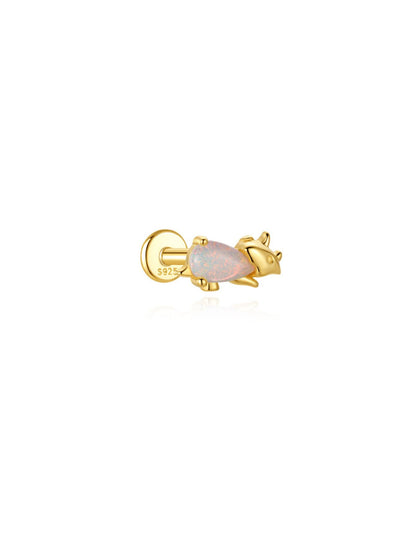 Opal Triceratops 925 sterling silver dinosaur flat back cartilage earring