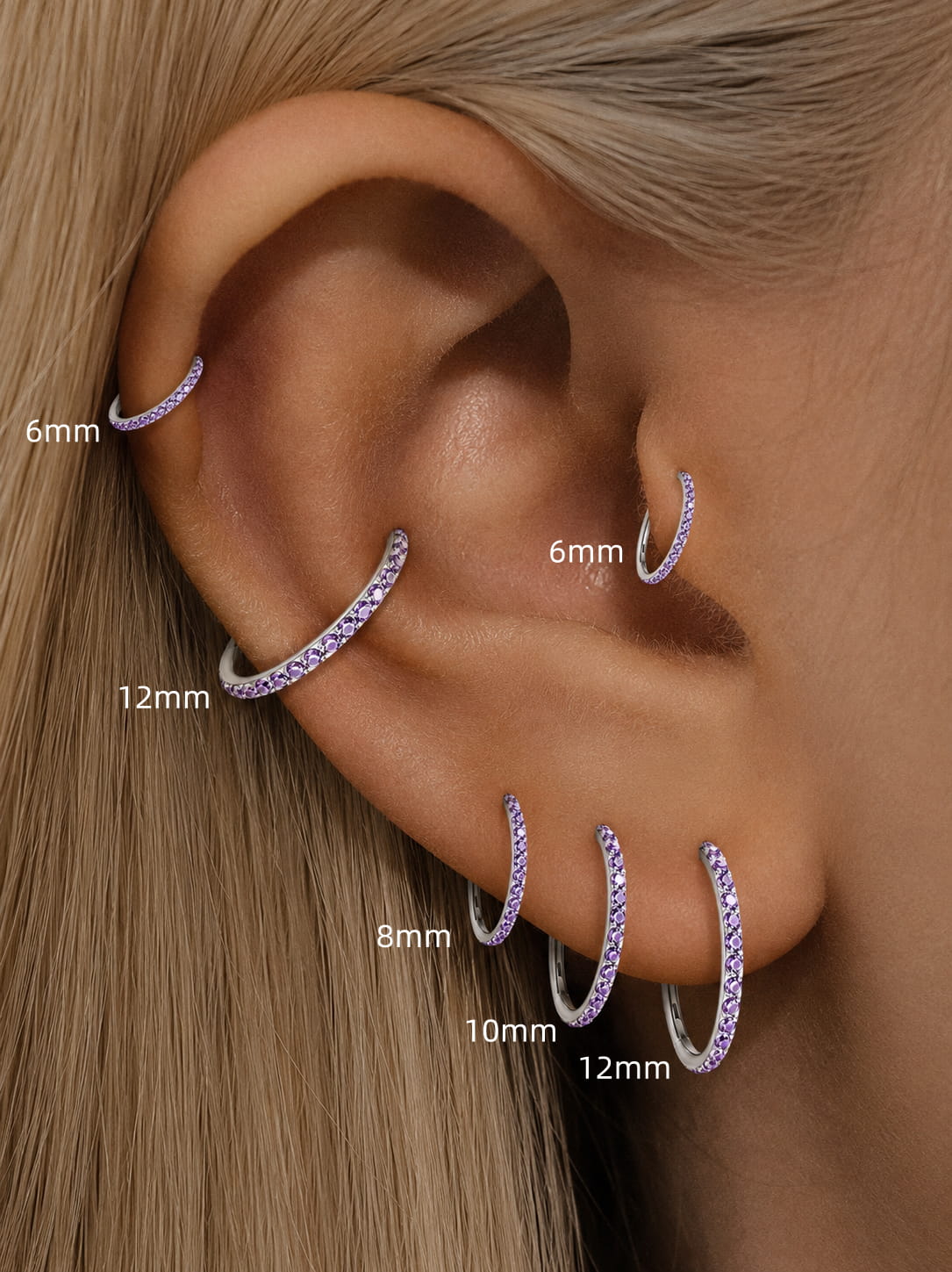 G23 Titanium Purple CZ Clicker Hoop Ring – 18G