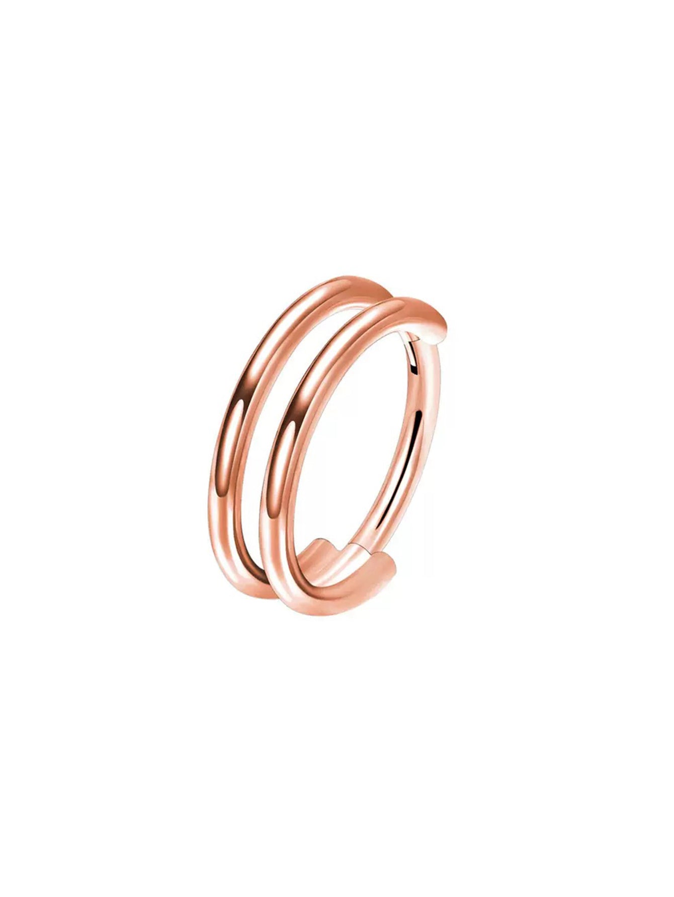 Rose gold G23 titanium double hoop clicker ring with clicker closure