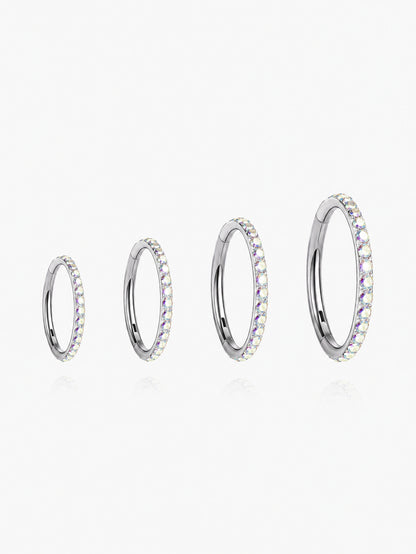 G23 Titanium AB Zirconia Clicker Hoop Ring