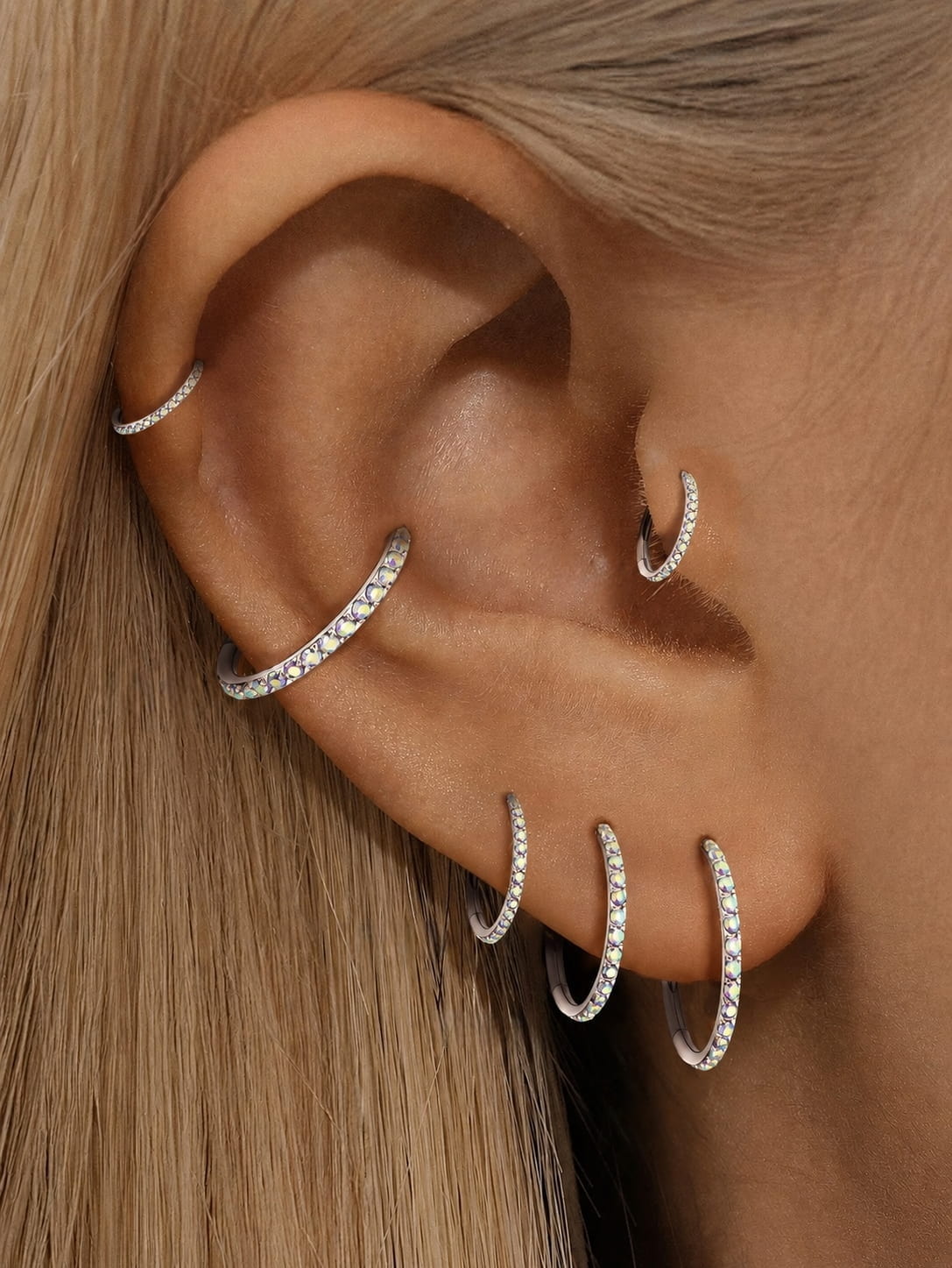 G23 Titanium AB Zirconia Clicker Hoop Ring