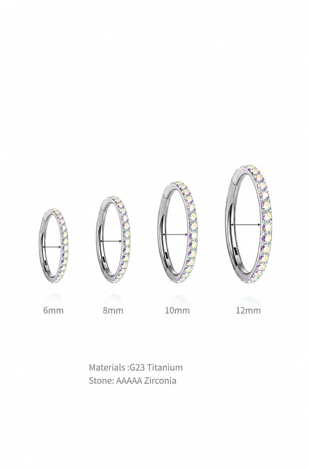 G23 Titanium AB Zirconia Clicker Hoop Ring