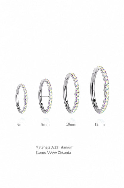 G23 Titanium AB Zirconia Clicker Hoop Ring