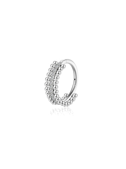 G23 Titanium Triple Row CZ Beaded Clicker Hoop Ring