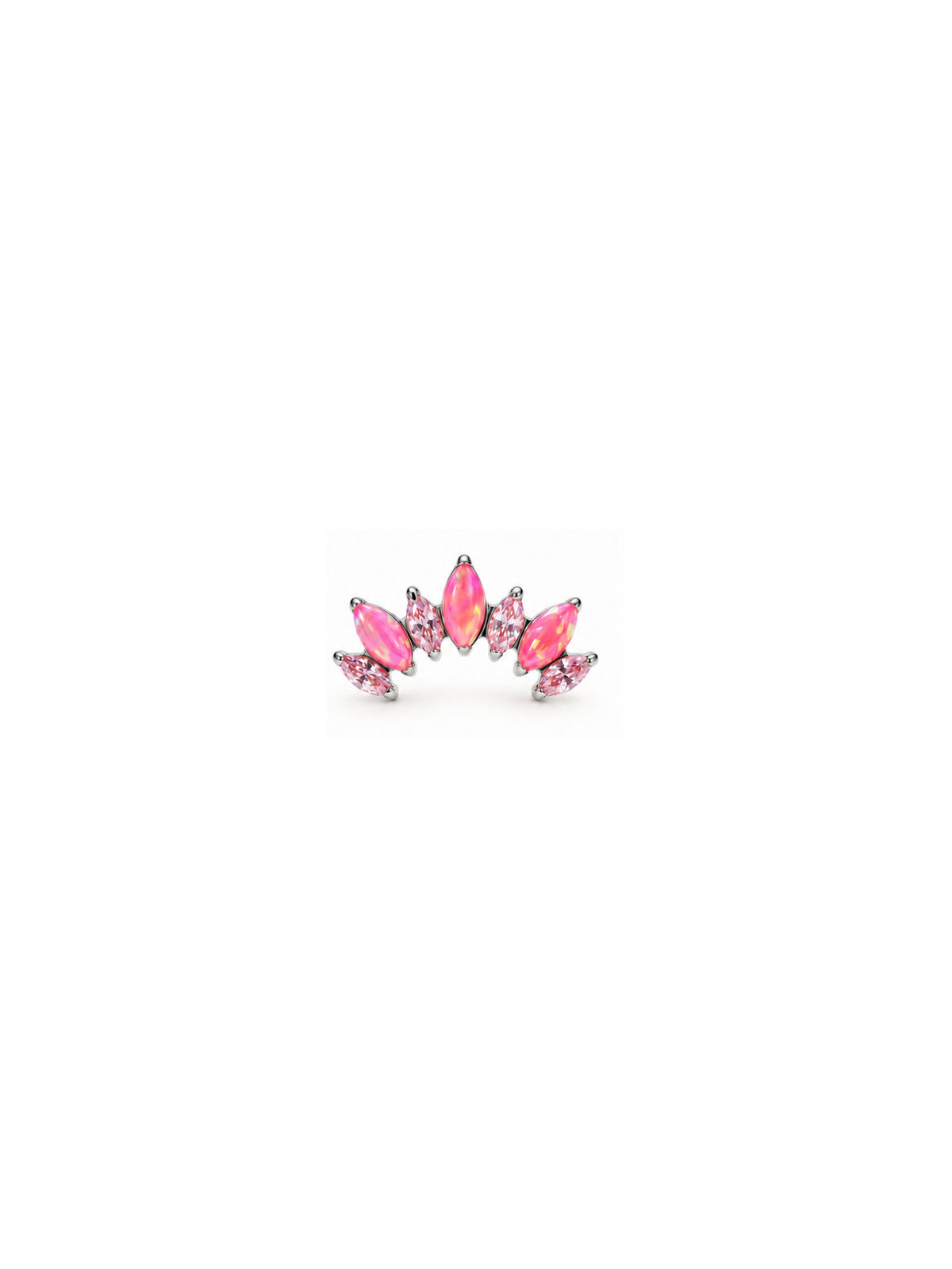 Silver G23 titanium pink opal cluster internally threaded flat back stud