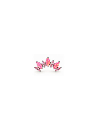Silver G23 titanium pink opal cluster internally threaded flat back stud