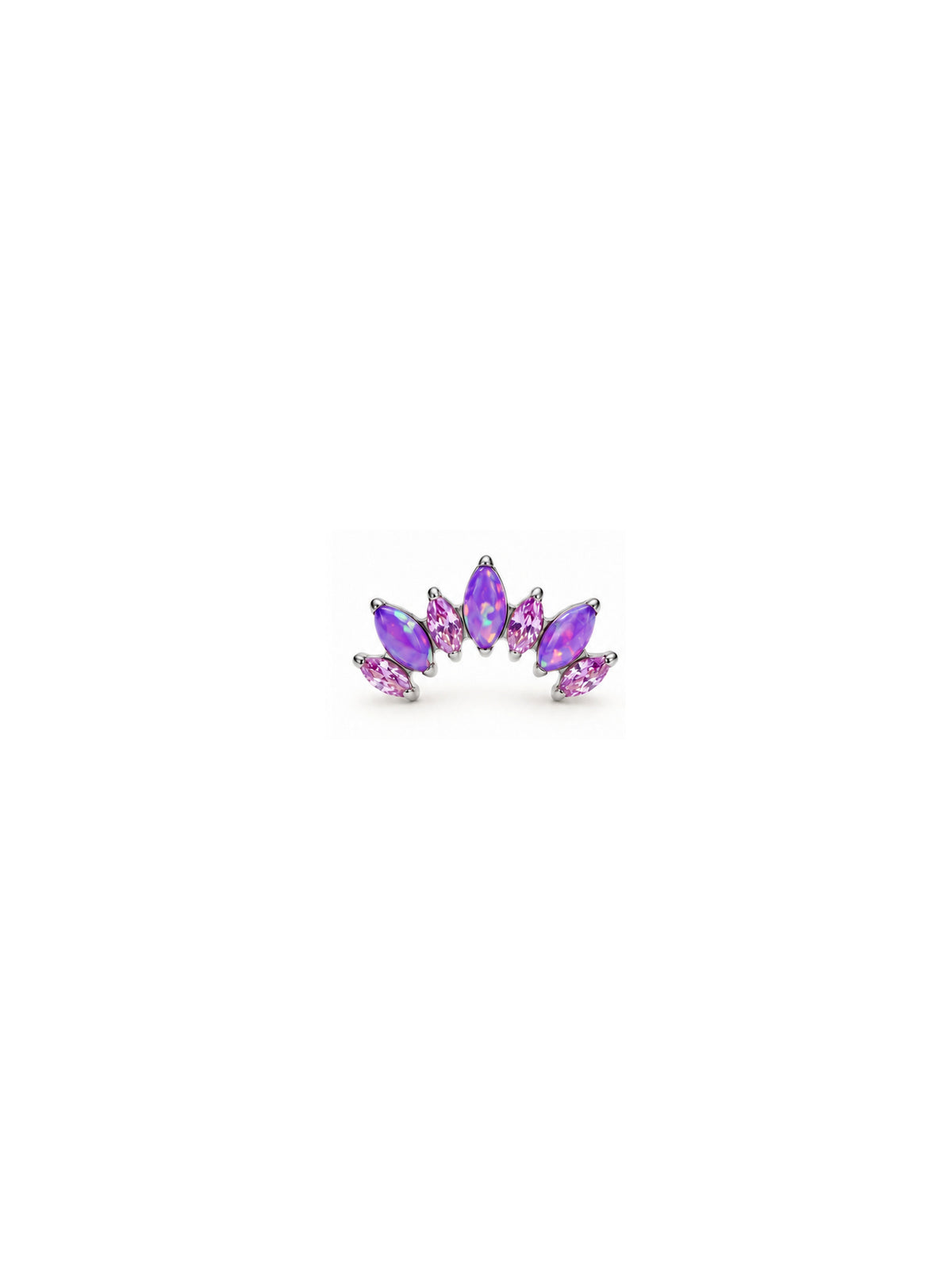 Silver G23 titanium purple opal cluster internally threaded flat back stud