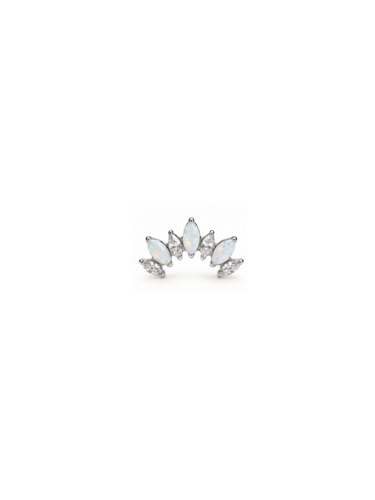 Silver G23 titanium white opal cluster internally threaded flat back stud