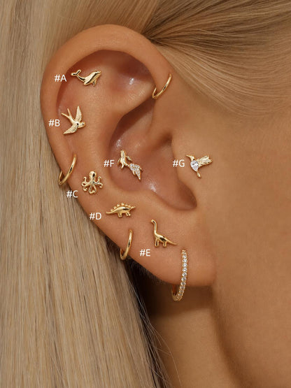 925 Sterling Silver Wild Wonders Animal Flat Back Stud