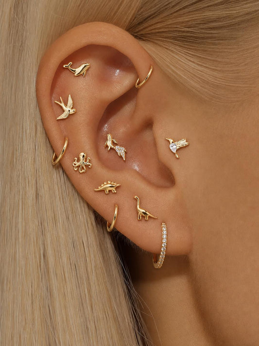 925 Sterling Silver Wild Wonders Animal Flat Back Stud